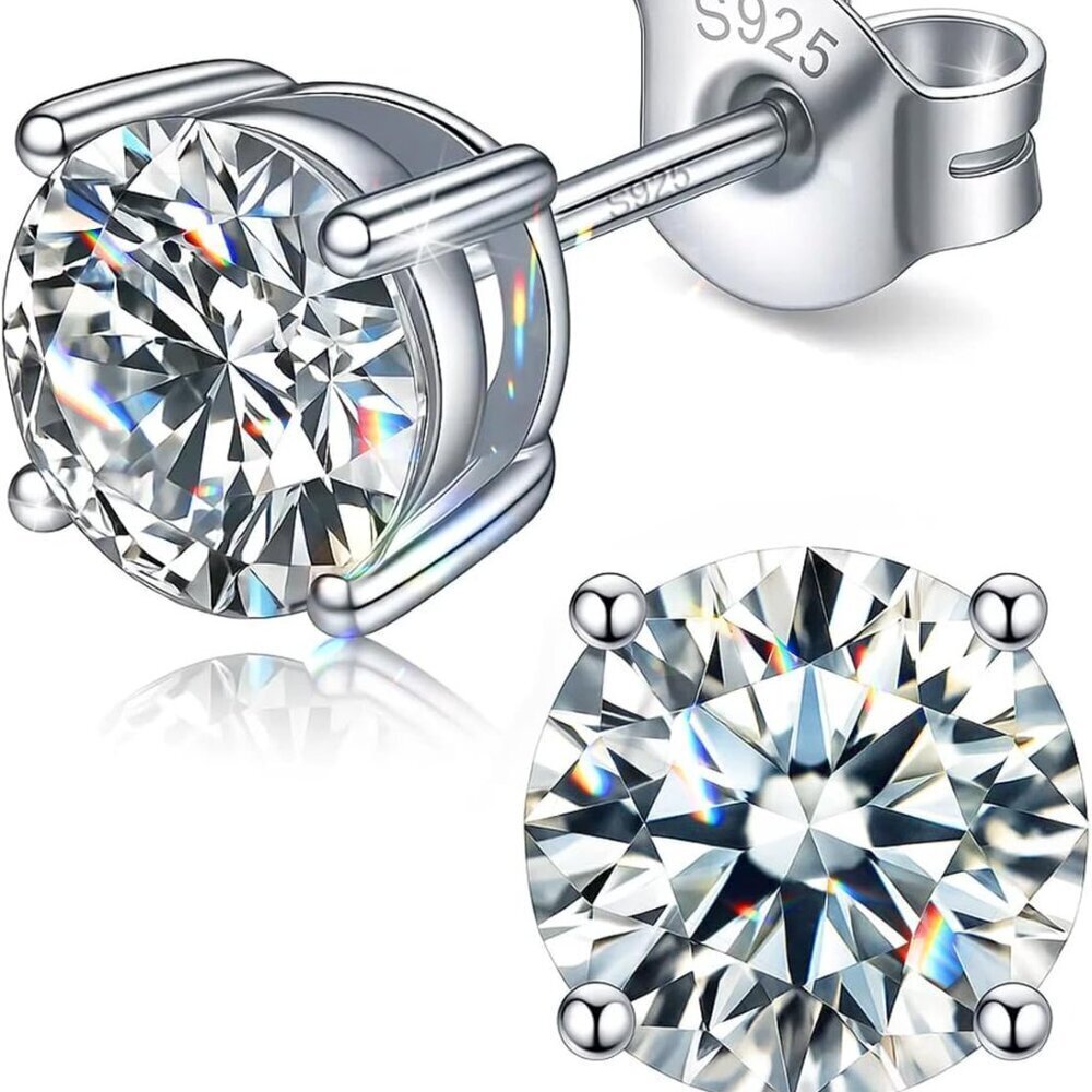 Moissanite Stud Earrings Sterling Silver 2.0cttw VVS D Color Hypoallergenic